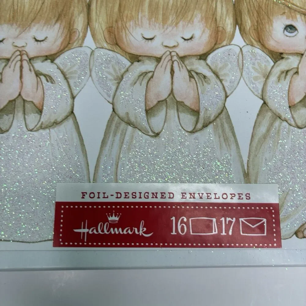 Hallmark Christmas Cards Ruth Morehead Three Little Angels Box Of 16 Foil Cards